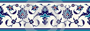 Floral border for your design. Traditional Turkish ï¿½ Ottoman seamless ornament. Iznik.