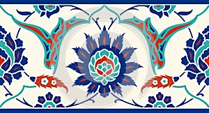 Floral border for your design. Traditional Turkish ï¿½ Ottoman seamless ornament. Iznik.