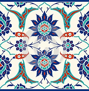 Floral border for your design. Traditional Turkish ï¿½ Ottoman seamless ornament. Iznik.