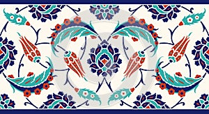 Floral border for your design. Traditional Turkish ï¿½ Ottoman seamless ornament. Iznik.