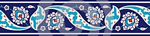 Floral border for your design. Traditional Turkish ï¿½ Ottoman seamless ornament. Iznik.