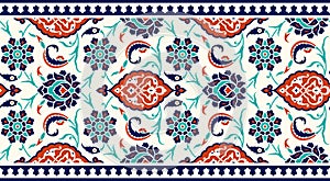 Floral border for your design. Traditional Turkish ï¿½ Ottoman seamless ornament. Iznik.