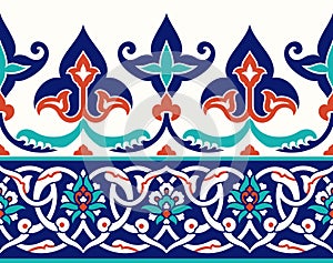 Floral border for your design. Traditional Turkish ï¿½ Ottoman seamless ornament. Iznik.