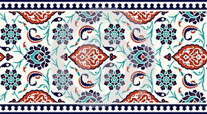 Floral border for your design. Traditional Turkish Ã¯Â¿Â½ Ottoman seamless ornament. Iznik. photo