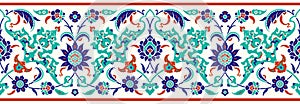 Floral border for your design. Traditional Turkish Ã¯Â¿Â½ Ottoman seamless ornament. Iznik.