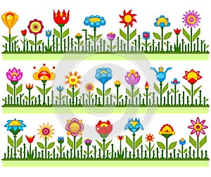 Floral borders with abstract flowers vector