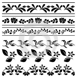 Floral borders - black tracery - vector