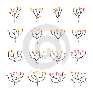 Floral botanical element art decoration, branches, petal, flower isolated vector illustration