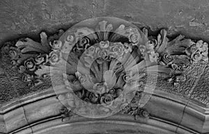 Floral bouquet above the main door