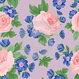 Floral bouquet seamless pattern. Flower posy background.