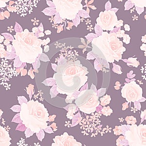 Floral bouquet seamless pattern. Flower posy background. Floral