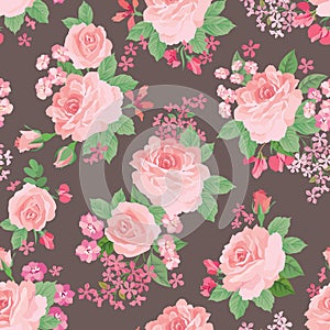 Floral bouquet seamless pattern. Flower posy background. Floral