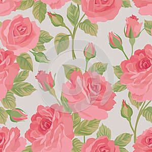 Floral bouquet seamless pattern. Flower posy background. Ornamental texture with flowers roses. Flourish tiled wallpaper