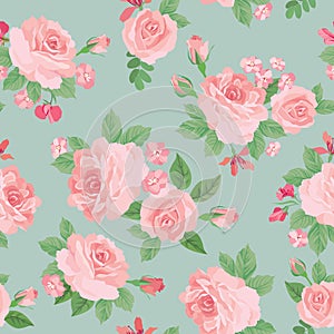 Floral bouquet seamless pattern. Flower rose background.