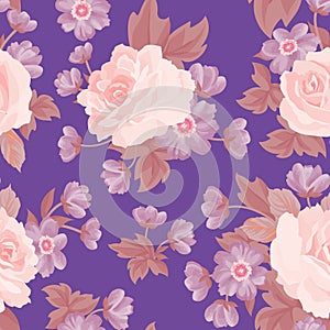 Floral bouquet seamless pattern. Flower rose background.