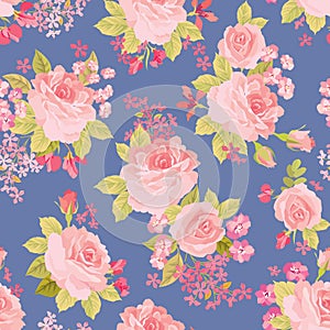 Floral bouquet seamless pattern. Flower rose ornament.