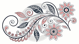 Floral branch with detailed patterned flowers vector design Generative AI
