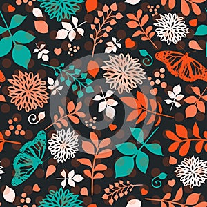 Floral bright seamless pattern with flowers