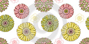 Floral bright seamless pattern with gerbera flowers