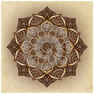 Floral brown round ornament