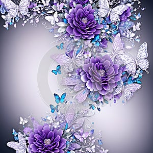 floral butterfly purple realistic background wallpaper