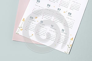 Floral calendar template mockup with design space