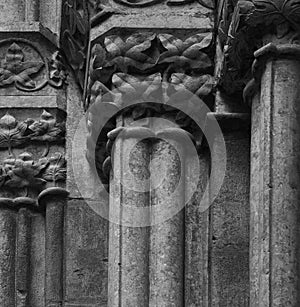 Floral capitals on the main entrance