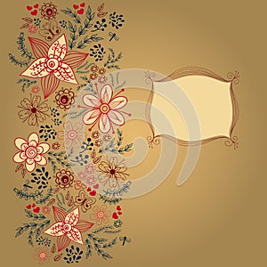 Floral card design template, Vector