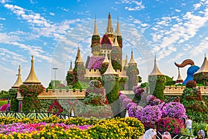 Floral castle in Dubai Miracle Garden Dubai UAE