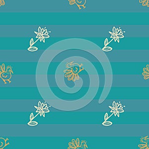 Floral chicken seamless repeat pattern