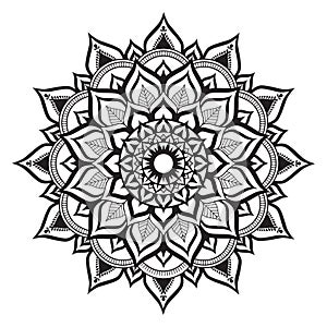 Floral circular Black and white mandala illustration