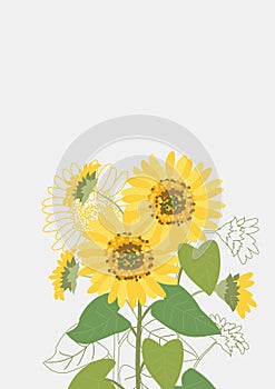 Floral Clean Template with bouquets of flowers without text