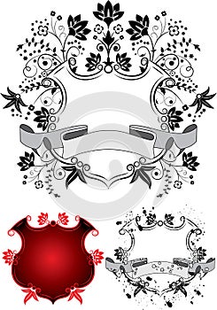 Floral coat of arms, vector