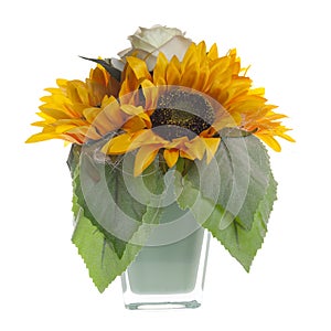 Floral composition with sunflowers and roses