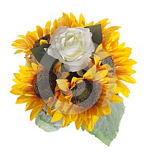 Floral composition with sunflowers and roses