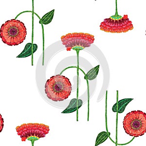 Floral composition on white background. Seamless pattern.