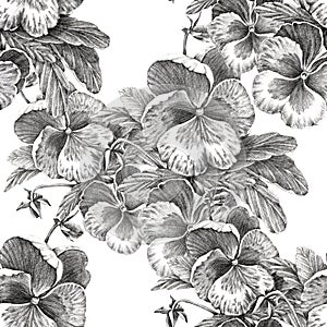 Floral composition on white background. Seamless pattern.