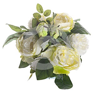 Floral composition with white peonies and green roses