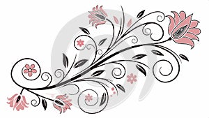 Floral corner design, decorative element and ornamental art vector design Generative AI photo