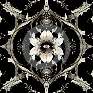 Floral dark academia gothic seamless pattern for background