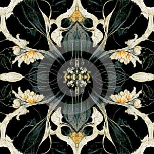 Floral dark academia gothic seamless pattern for background photo