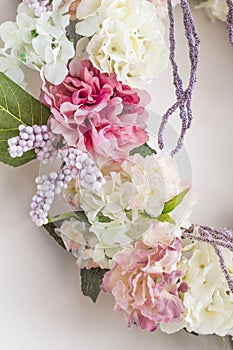 Floral decoration in the photo studio. Interior photo studio. Wedding decorations. Gentle spring flowers. flower