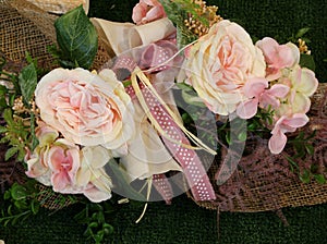 Floral decoration with roses and leaves