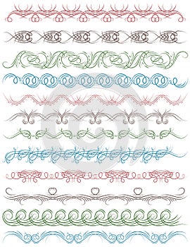 Floral decorative borders, ornamental rules, divid