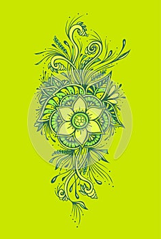 Floral decorative bouquet in green for tattoo and others