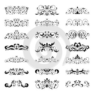 Floral decorative design element collection vintage style. Dividers set