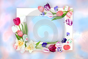 Floral and Decorative Easter Egg Background Border