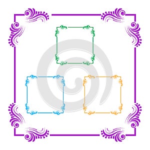 Floral decorative frames set for design projects