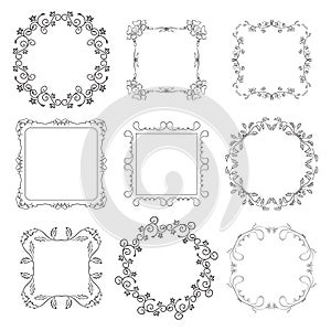 Floral decorative frames - set - vector