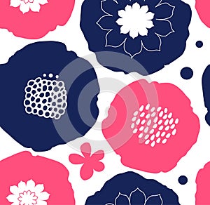 Floral decorative seamless pattern. Vector abstract background in scandinavian style.